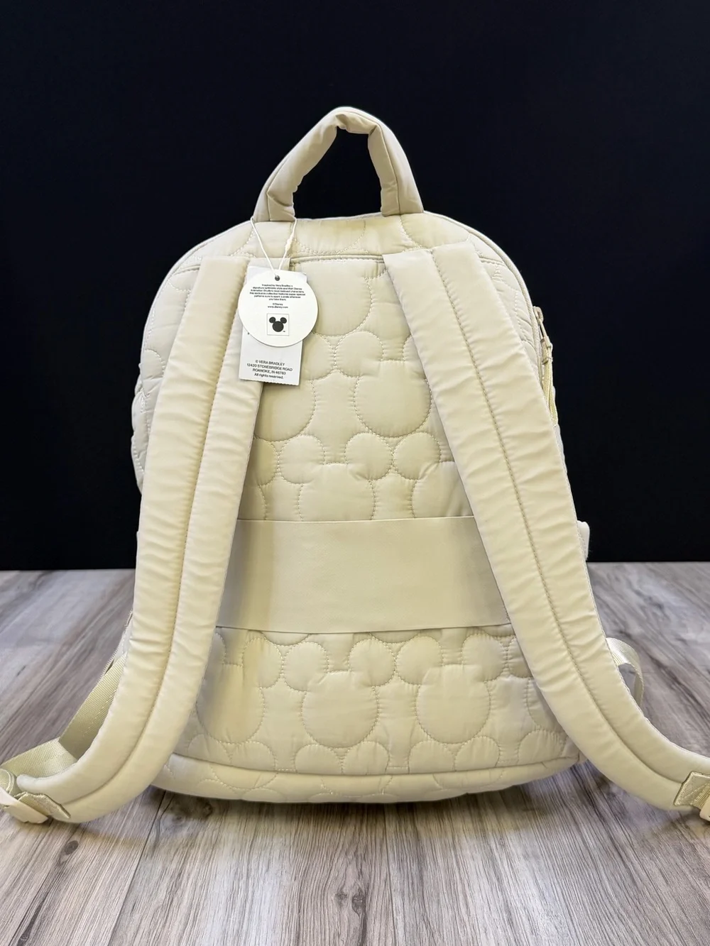 Vera Bradley Disney Bancroft Backpack Quilted Mickey Pumice Stone Beige NEW